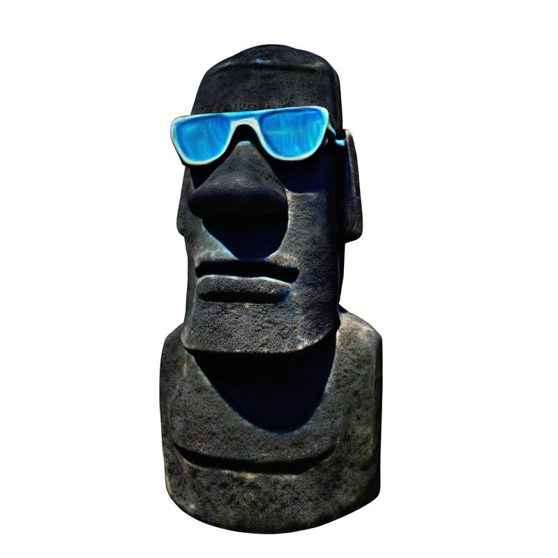Moai statue wearing sunglasses and a party hat NO.4