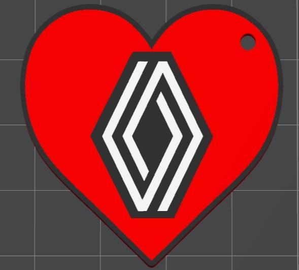 Renault logo heart keychain