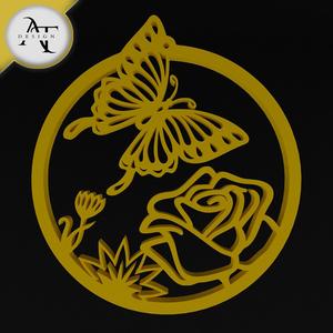 Butterfly and rose - Silhouette - 2D Wall Art Decor