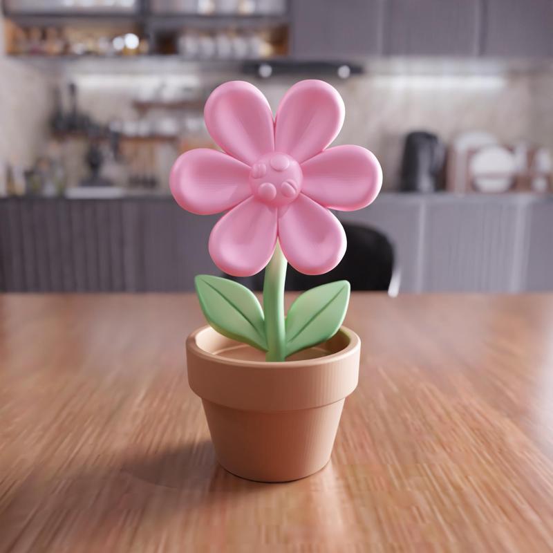 3D Flower In Pot STL File - 417
