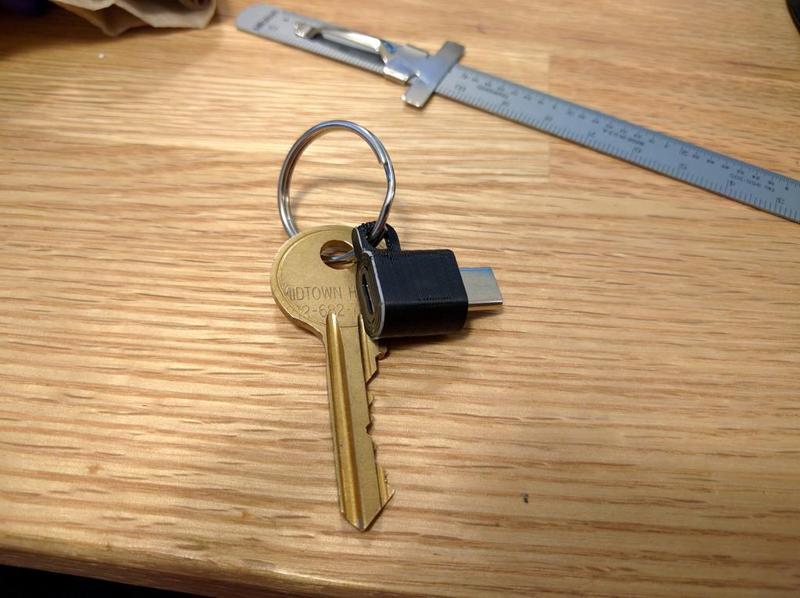 USB-C to MicroUSB keychain dongle holder