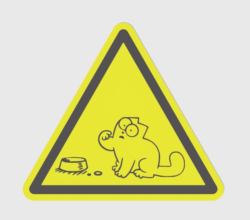 Simon's Cat inspired hungry Cat Caution Sign