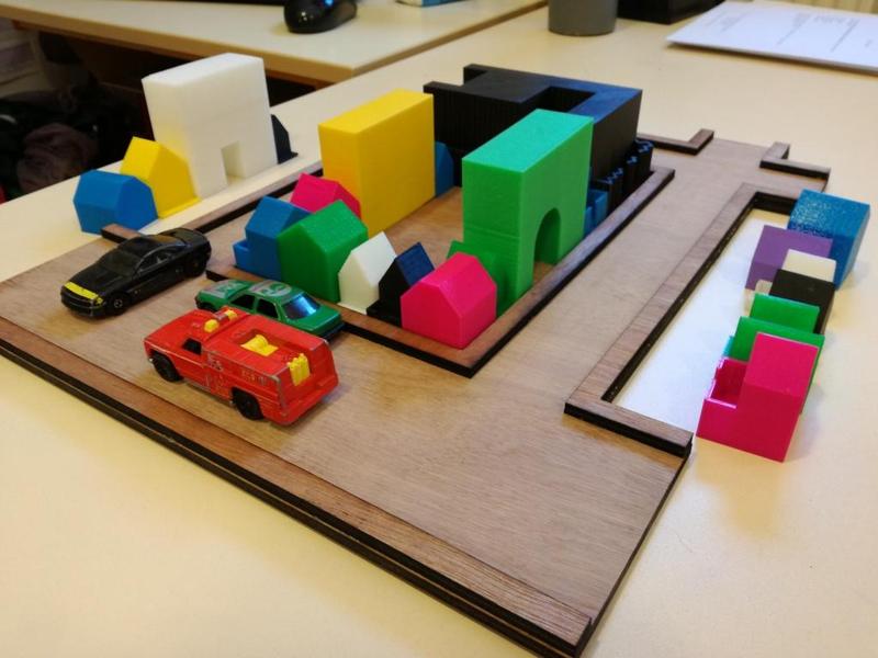 maquette d'un paté de maisons lasercut + 3D
