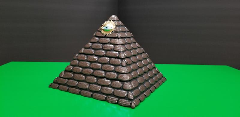 Worn Stone Illuminati Pyramid Box with SECRET COMPARTMENT