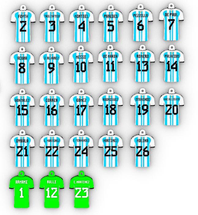 26 keychains Argentine Shirts Champions Qatar 2022