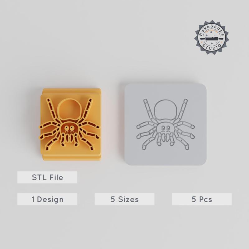 Spider Stamp Tile Set, 5 Sizes, Perfect for Clay, Cookies & Fondant
