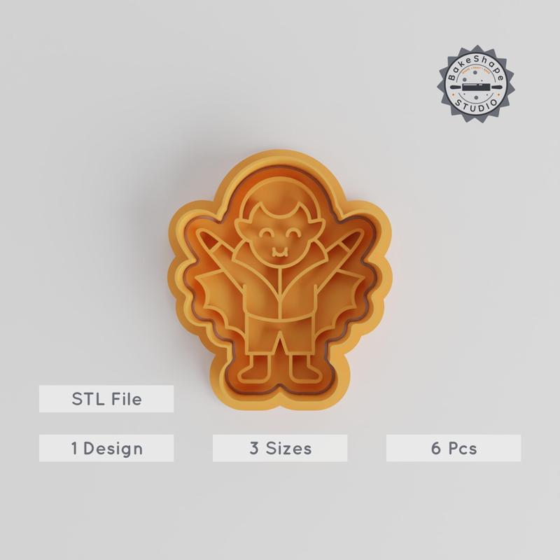 Vampire Cookie Cutter & Stamp Set, 6 Piece Collection, Perfect for Halloween Baking, S/M/L Sizes