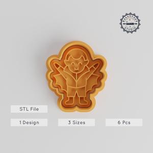 Vampire Cookie Cutter & Stamp Set, 6 Piece Collection, Perfect for Halloween Baking, S/M/L Sizes