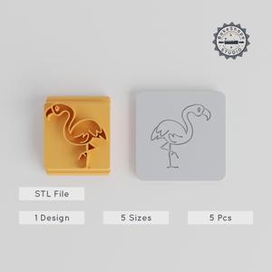 Flamingo Stamp Tile Set, 5 Sizes, Perfect for Clay, Cookies & Fondant, Exotic Bird Motif, Wildlife & Zoo Theme