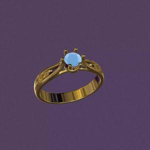 A ring with a stone for casting in gold and silver