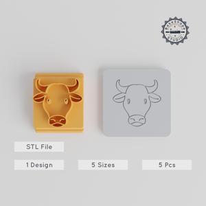 Animal Cute Bull Stamp Tile Set, 20-40mm, Perfect for Clay, Cookies, Fondant & Soft Materials