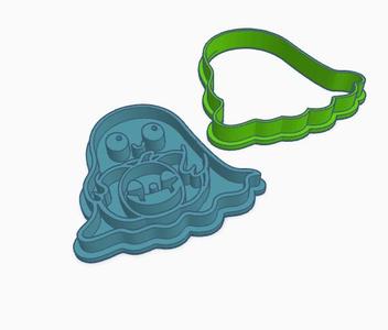 Ghost with Pumpkin Cookie & Playdough Cutter + Stamp STL - Halloween Digital File