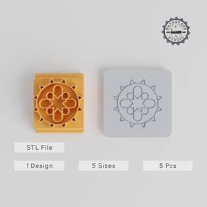 Mandala Stamp Tile Set, Abstract Meditation Pattern, 5 Sizes, Perfect for Clay & Cookies, Intricate Oriental Design