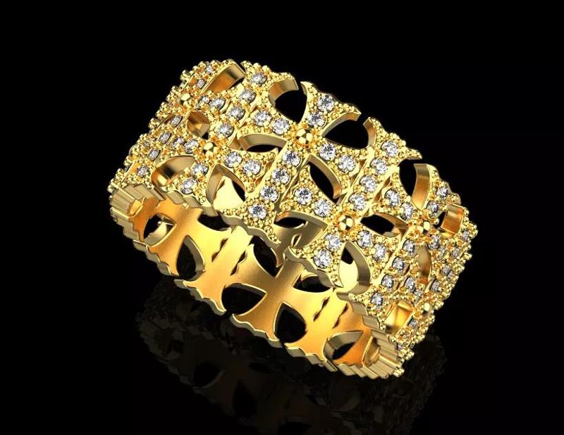 ring of crosses and precious stones
