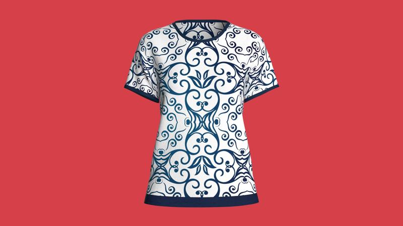 Ladies Blue Print Tops  | Marvelous / Clo3d / obj / fbx