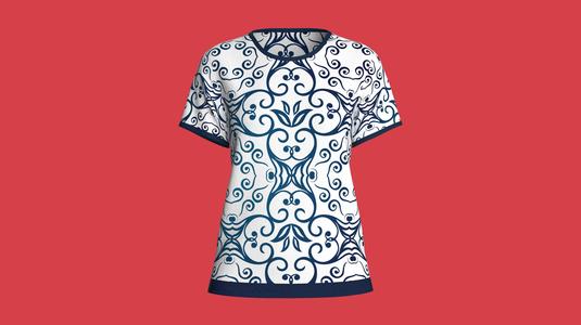 Ladies Blue Print Tops  | Marvelous / Clo3d / obj / fbx