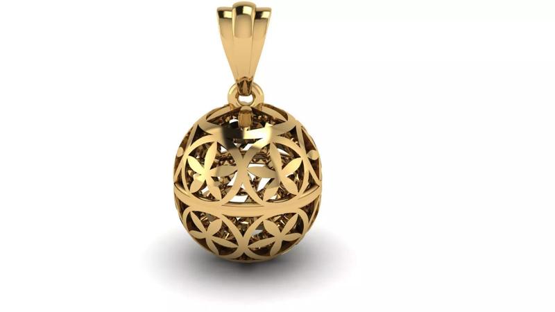 ROUNDED SHAPE GOLD PENDANT 3D PRINTABLE MODEL