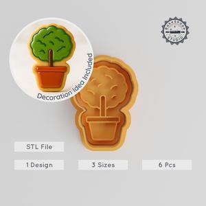 Small Tree Shape Cutter & Stamp, Cookie & Fondant Design, S/M/L Sizes, 6-Piece Set