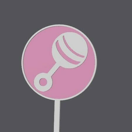 Baby Shower Cupcake Topper - rattle