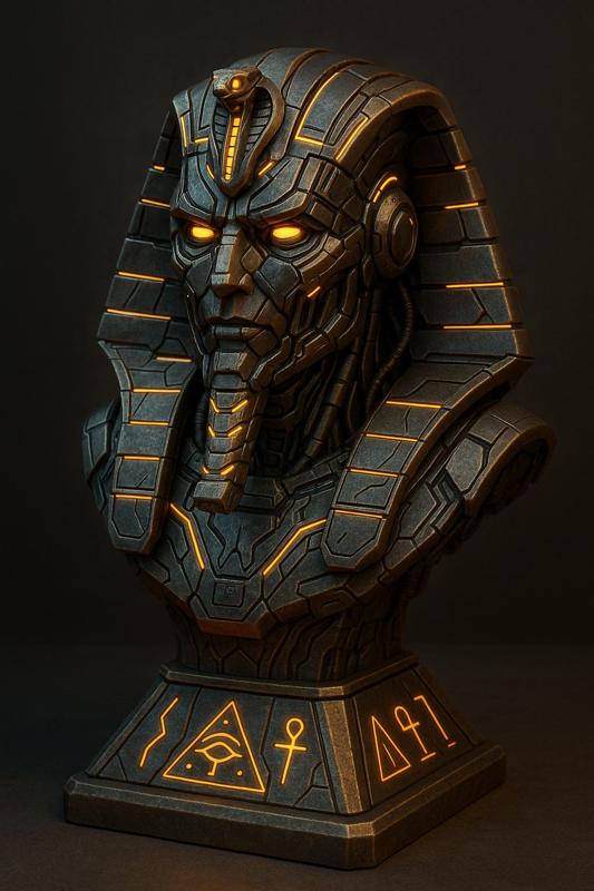 Mecha Pharaoh Bust - Futuristic Egyptian Statue for 3D Printing | Resin & FDM Ready