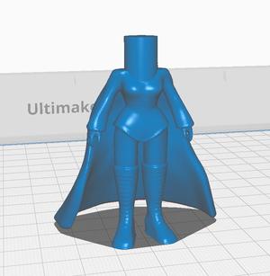 Funko body woman with a jumpsuit and cape.