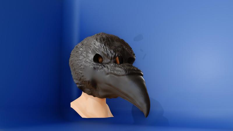 Raven mask prop, movie set costume, alligator party wear 3d printing STL file