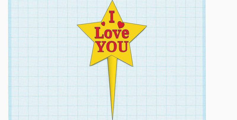 Cake topper, cake decoration - I love you Star