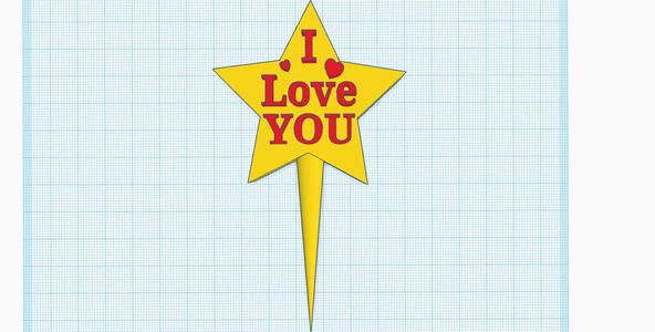 Cake topper, cake decoration - I love you Star