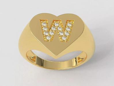 Heart Letter Ring - W