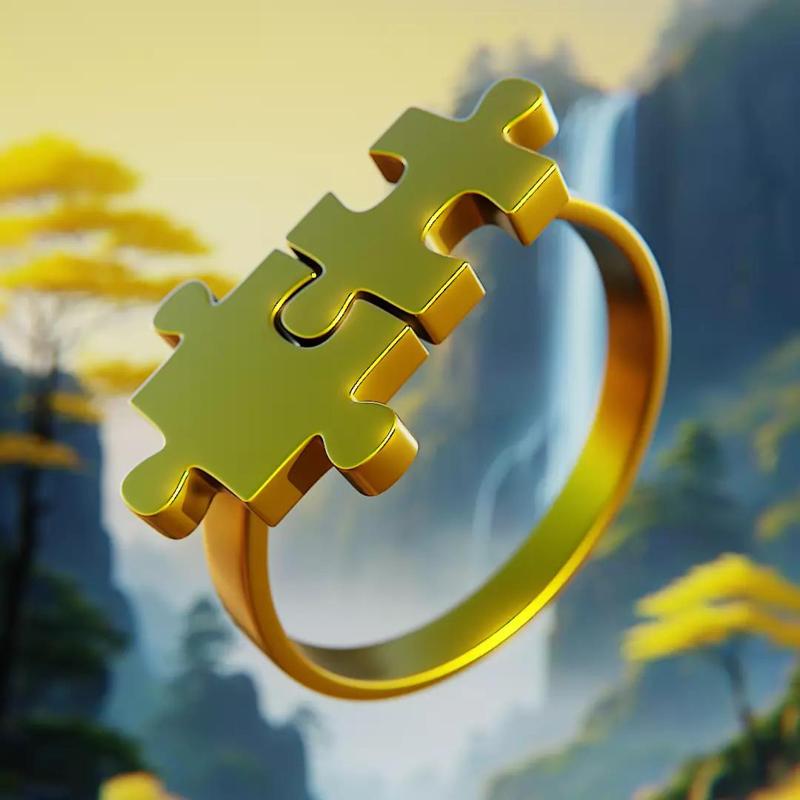 Golden Puzzle Ring - Symbolic Jewelry 3D Print Model 73