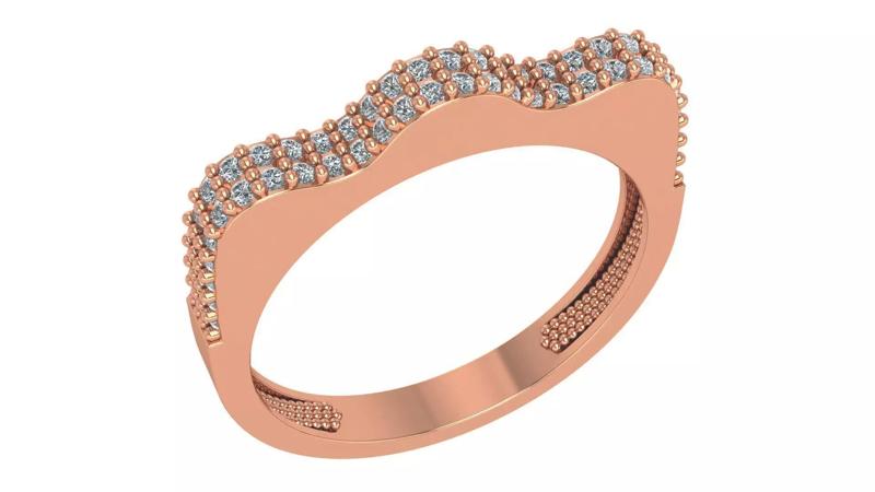 Wave High Jewelry Cocktail Ring 3dm stl renders details