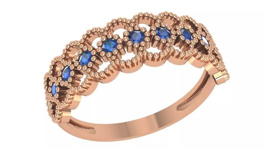 Sapphire on Beads High Jewelry Cocktail Ring 3dm stl renders