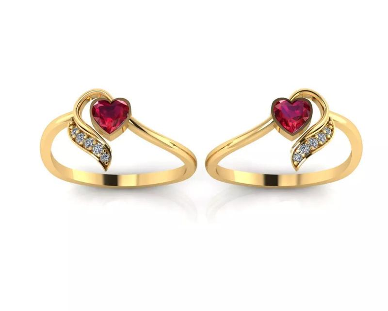 Couple Heart Stone Ring