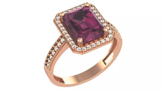 Halo Ruby Gemstone Ring 3dm stl render details