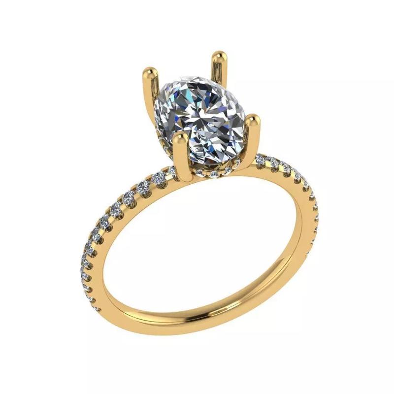 Hidden halo style solitaire diamond ring