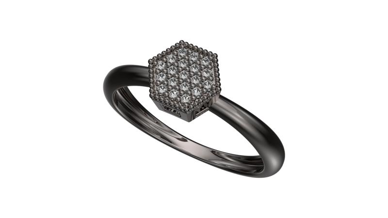 Hexagonal solitaire ring - Ready to print