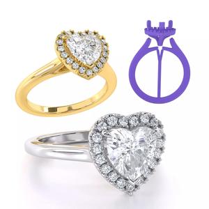 Haert Cut Halo Engagement Ring