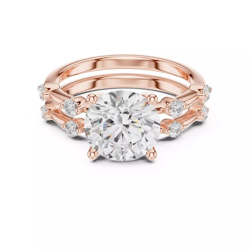 Round Cut Diamond Ring with Stacking Band Ring Set 3DM STL Video