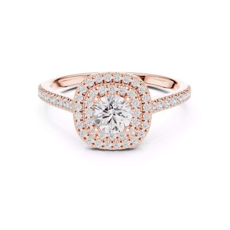 Round Cut Double Halo Diamond Wedding Ring 3DM STL Video