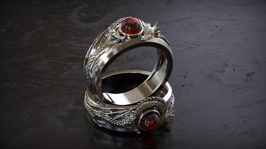 Round Stone Dragon Signet Ring