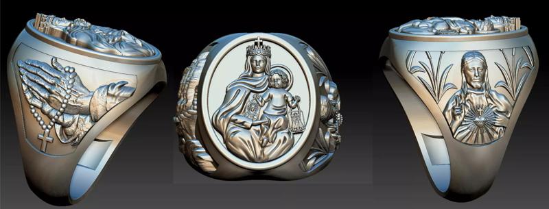 Scapular Christ and Mary Ring