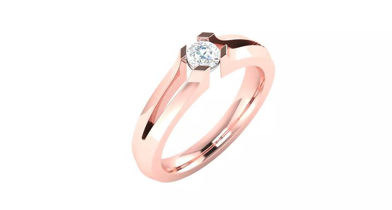 Rose gold -Diamond Ring-  3DM AND STL File - DC LR-0934