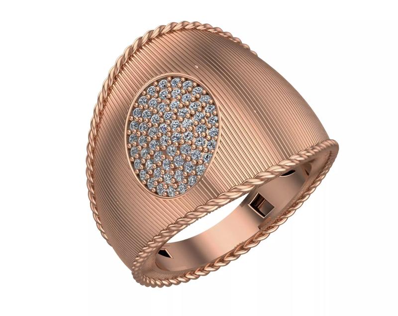 Grooves Bone Head High Jewelry Italian Cocktail Diamond Ring