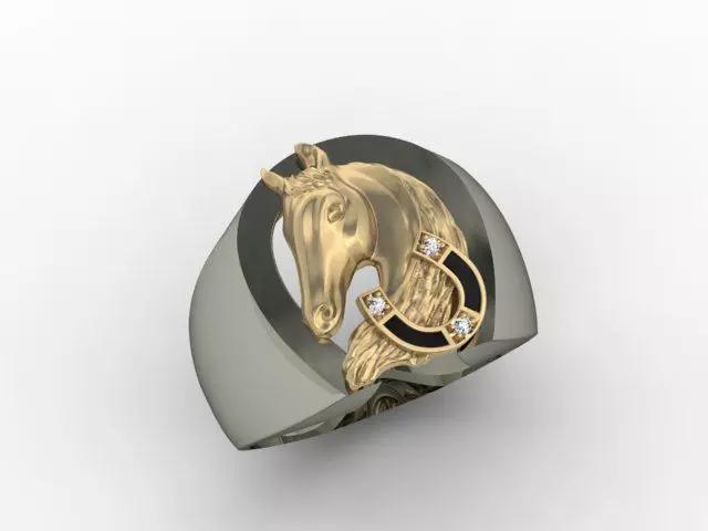 Horse head signet ring