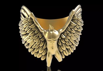 Human Body with Wings Hip Hop Ring