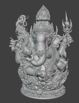 Thai Style Ganesha Statue Detailed Hindu God