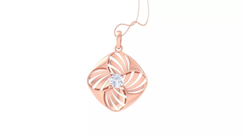 Women solitaire diamond mesh pendant 3dm stl obj gltf mtl 3mf