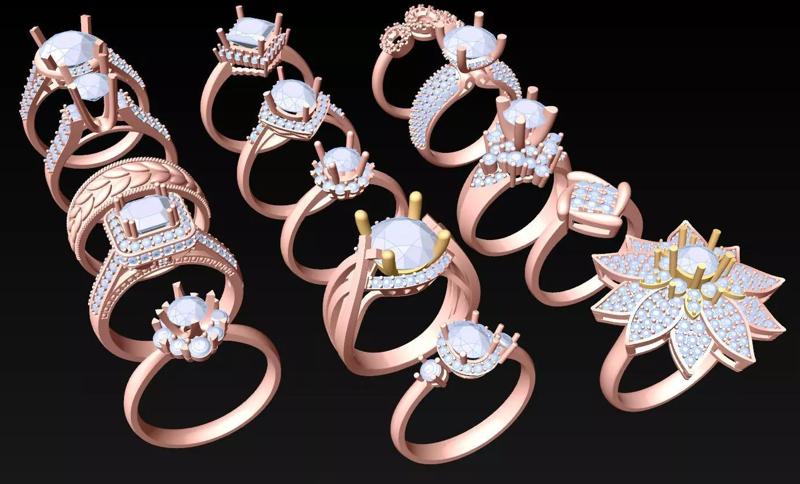 15  Womens Ring - Collection 3d Ring Jewellery Models bulk- AW20
