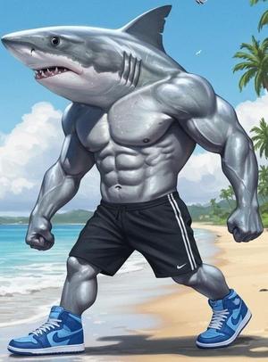 A two‑legged shark in retro Nikes named Tralalero Tralala