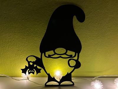 Halloween Gnome with Bat Wall Art